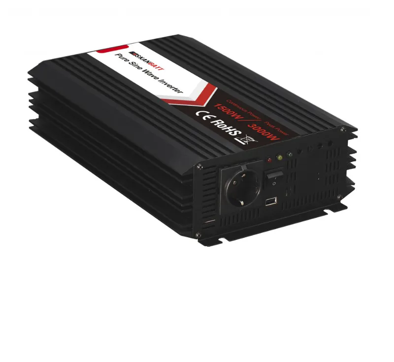 SKANBATT Inverter 12V 1500W Ren Sinus m/Trådløs Fjernkontroll