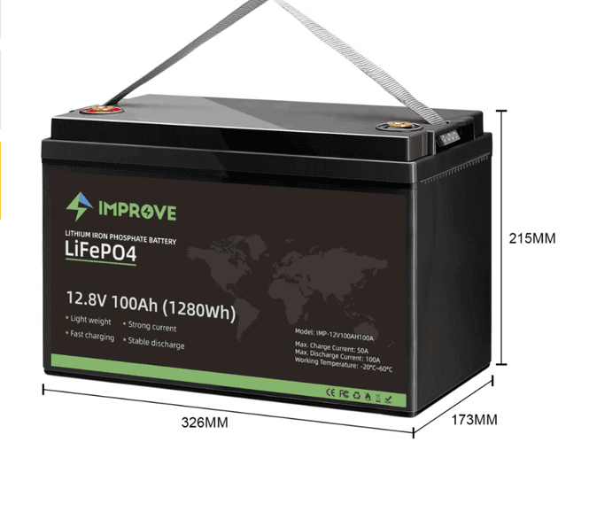 Hovedbilde IMPROVE Lithium Batteri 12V 100Ah (LiFePO4) BMS ...