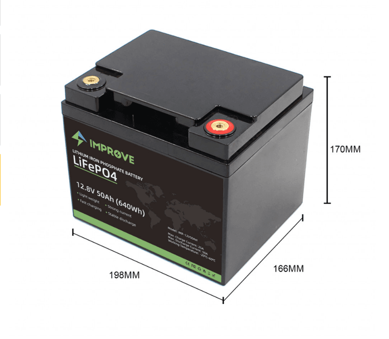 IMPROVE Lithium Batteri 12V 50Ah (LiFePO4) BMS 50A