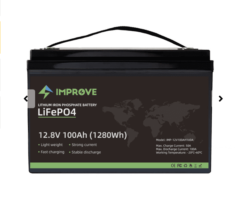 IMPROVE Lithium Batteri 12V 100Ah (LiFePO4) BMS 100A - BLUETOOTH